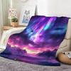 Dreamy Aurora Boreal Throw Lightweight 240G Flannel Blanket Soft Skin-Friendly For Summer Cooling