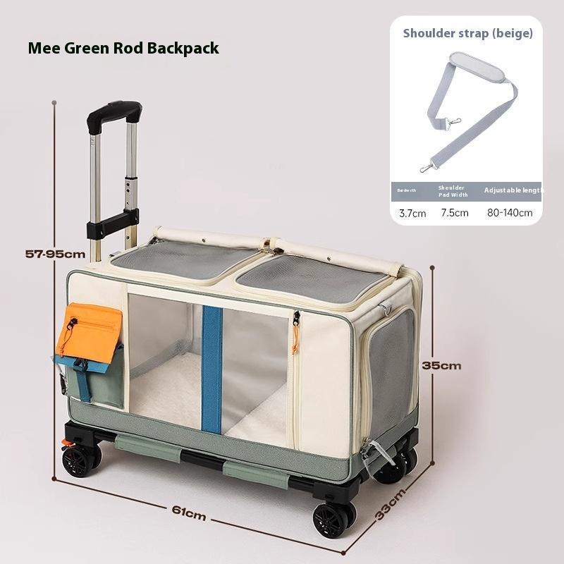 Trasportino Grande per Gatti e Cani con Finestre Trasparenti Doppi Spallacci e Design a Trolley da Viaggio Traspirante da Esterno