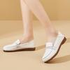 2025 New Red Ballet Flats Ladies Cow Leather Loafers Womens Moccasins Business Office Shoes Mother Travel Flats Woman