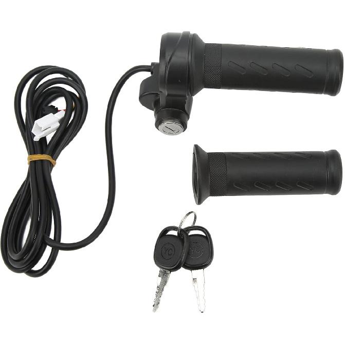 

Full Twist Throttle Grip,Ebike Handle Grips Electric Bicycle Scooter Twist Handlebar 5 Wires Bike Modified Speed Control with Keys for 22.5mm