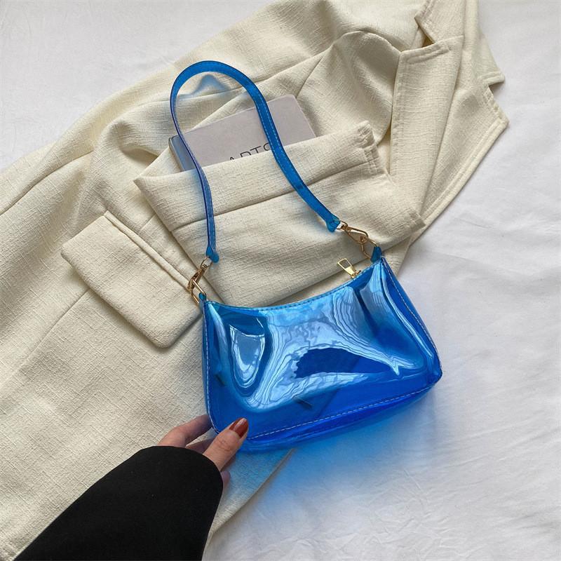 Trendy Street Style Small Pvc Square Shoulder Bag For Women Summer 2023 Fashionable And Simple Underarm Bag With Zipper Closure