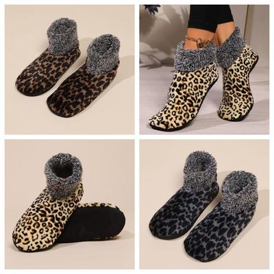 Winter Verdickt Warm Schnee Socken Plüsch Haus Boden Socken Schick Leopard Muster Socken Weihnachtsgeschenke