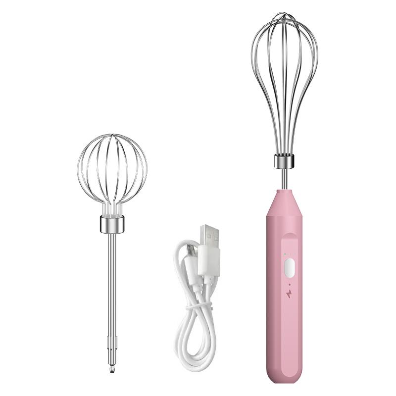 

Automatic wireless rechargeable whisk household multifunctional mixer baking and flour whipping handheld mixing stick рожевий