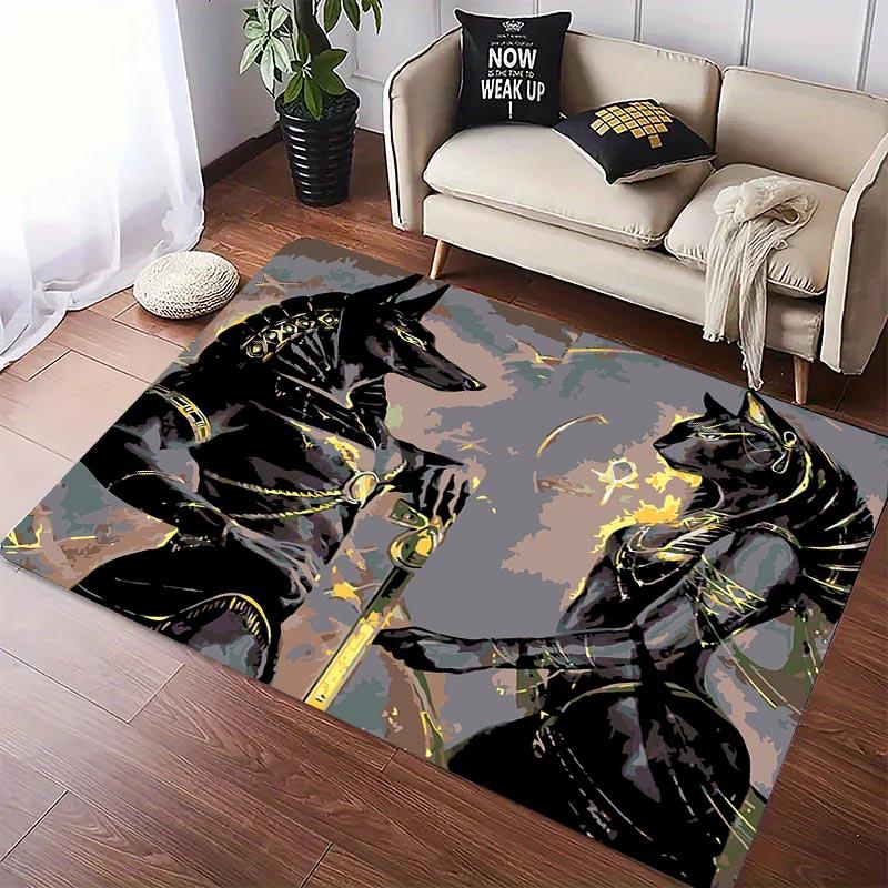 Ancient Egypt Egyptian God Egyptian Cat Anubis Carpet for Living Room Bedroom Sofa Doormat Floor Tapete Anti-slip Decor Alfombra