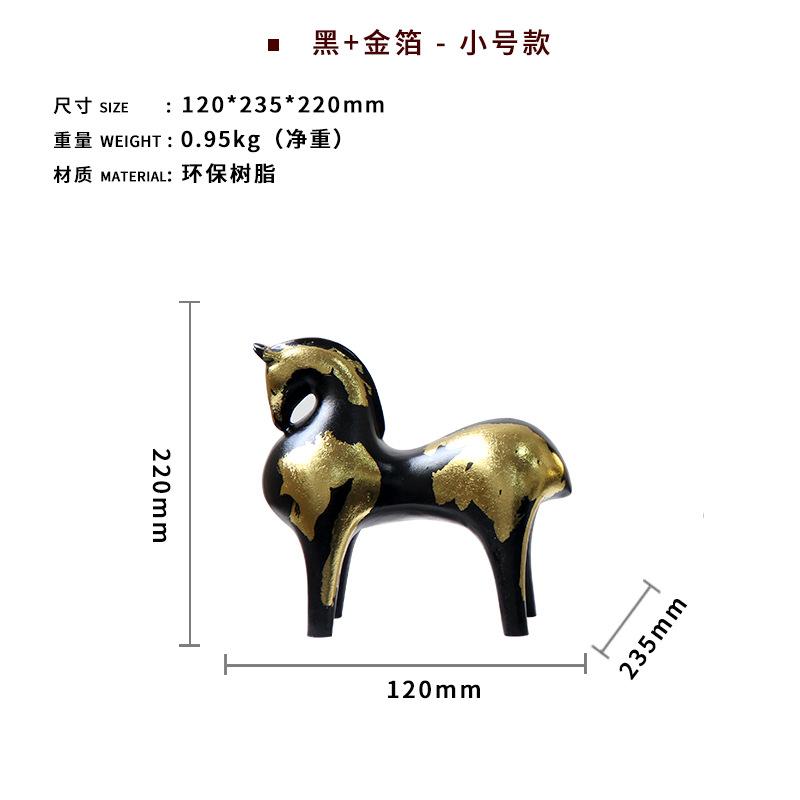 Resin Handicrafts Abstract Horse Figurine Simulation Animal Sculpture Gold Foil Warhorse Decorative Figurines Home Decoration