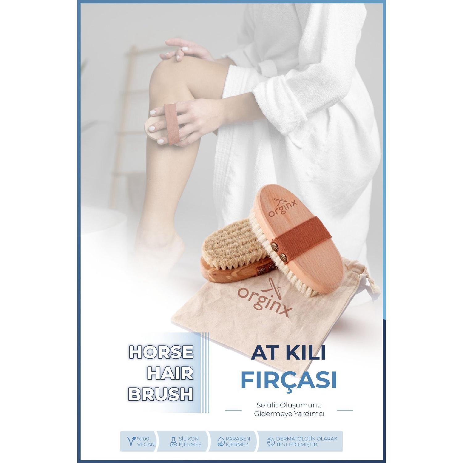 

100% натуральний кінський волос, щітка та мішечок від целюліту