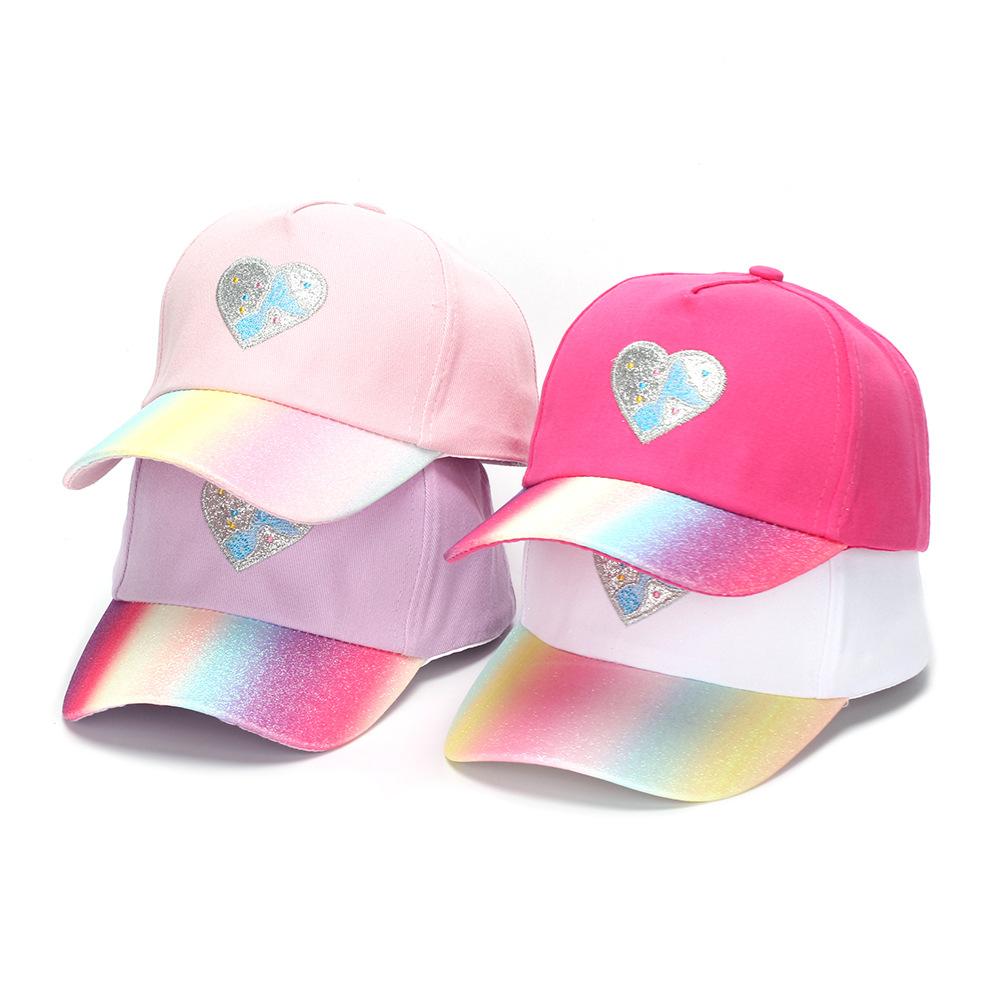 Children's Heart-shaped Sequin Hat  Girl's Fashionable Sun-protective Baseball Cap