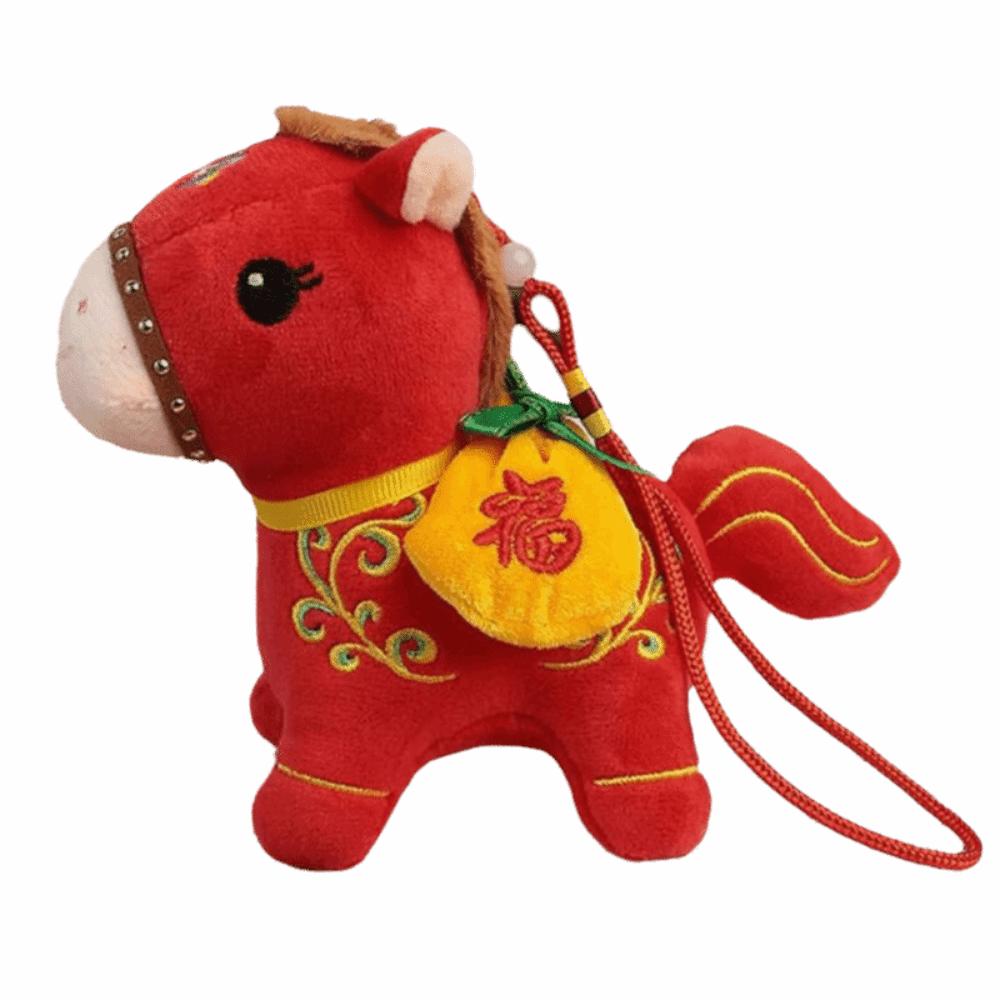Red Chinese Zodiac Horse Doll Cartoon Mascot Traditional Pony Plush Doll  New Year