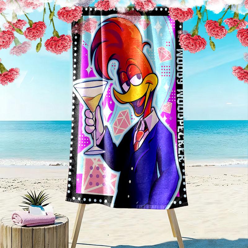 Woody Woodpecker Print Beach Towel, Large Soft Quick Dry Towel for Beach Camping Swimming