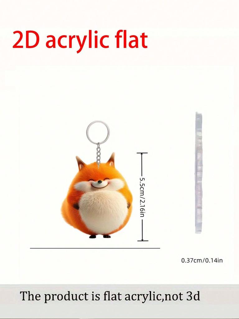 Cute acrylic fox keychain -2D pattern perfect for Thanksgiving backpack DIY holiday pendant, round buckle easy to install