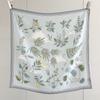 Mori plants, flowers and birds, silk, double crepe square scarf, milk apricot mulberry silk, medium square scarf, gentle wind and versatile decorative