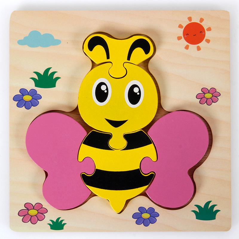 3D Wooden Cartoon Animal & Vehicle Puzzle Board for Early Childhood Education