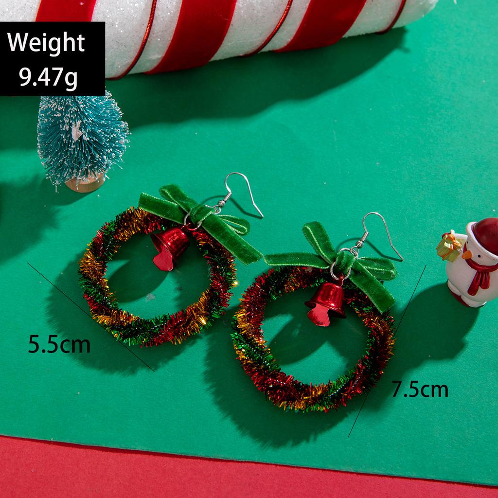 Christmas Tree Bow Colorful Garland Earrings Personalized Bell Christmas Series Earrings Women