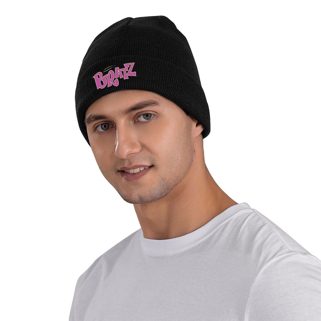 bratz logo Warm Knitted Cap Winter Knit Bonnet Hat Skullies Beanies Hip Hop Caps for Unisex