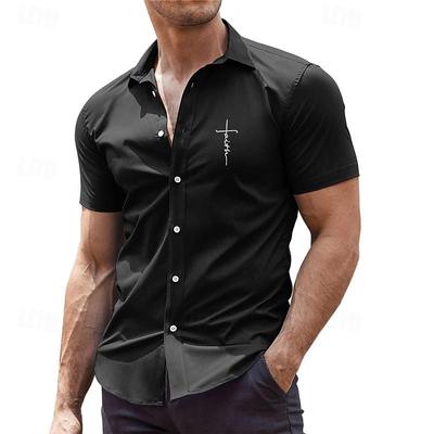 Camicia da uomo stampata in tinta unita 3D Camicia abbottonata Camicia casual Camicia estiva a maniche corte Abbigliamento per le vacanze quotidiane