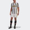 Adidas Juventus 20-21 Home Match Jersey, Men White Black Striped V-Neck Short Sleeve Soccer Football Tops EI9894