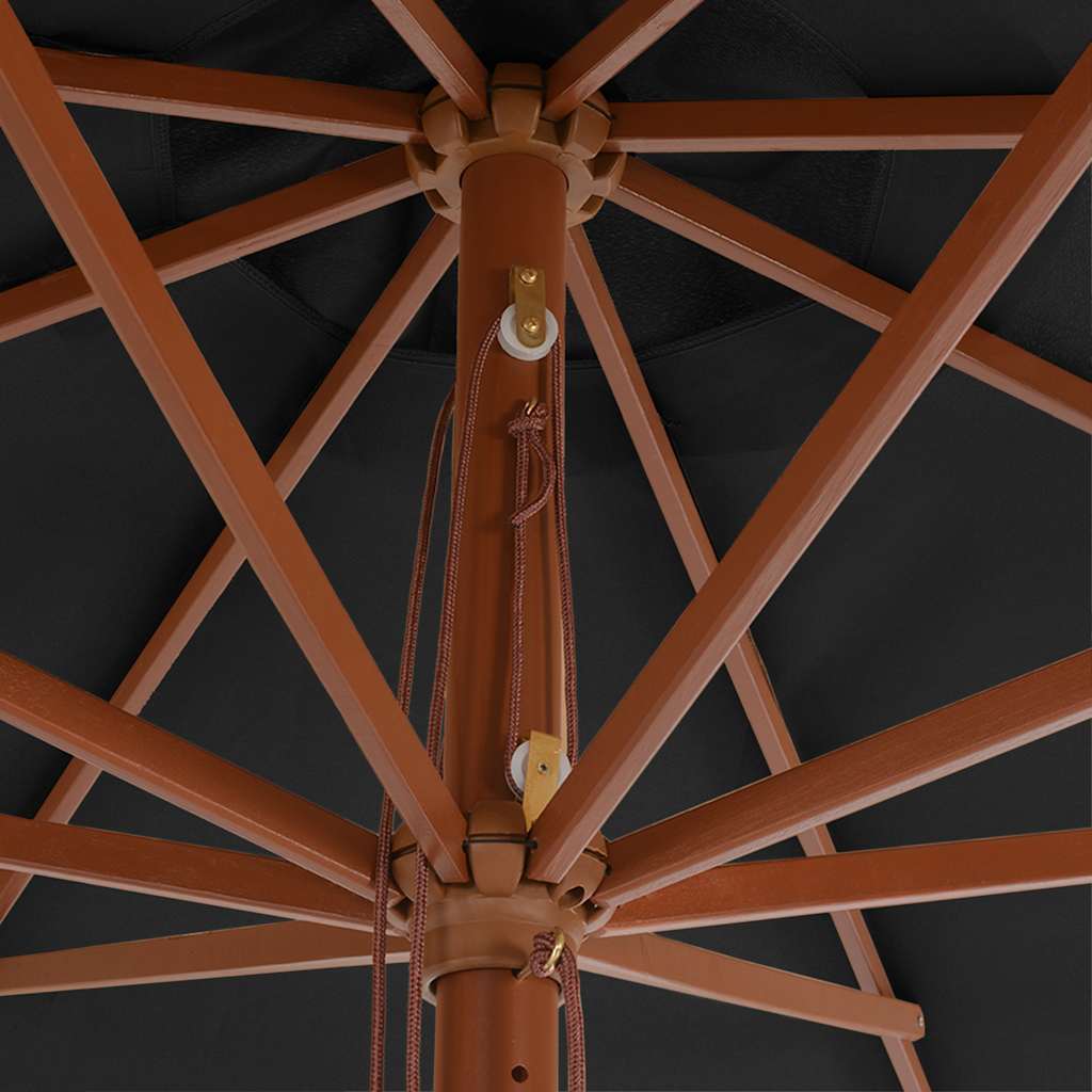 350 cm Anthracite Sun Umbrella with Wooden Mast