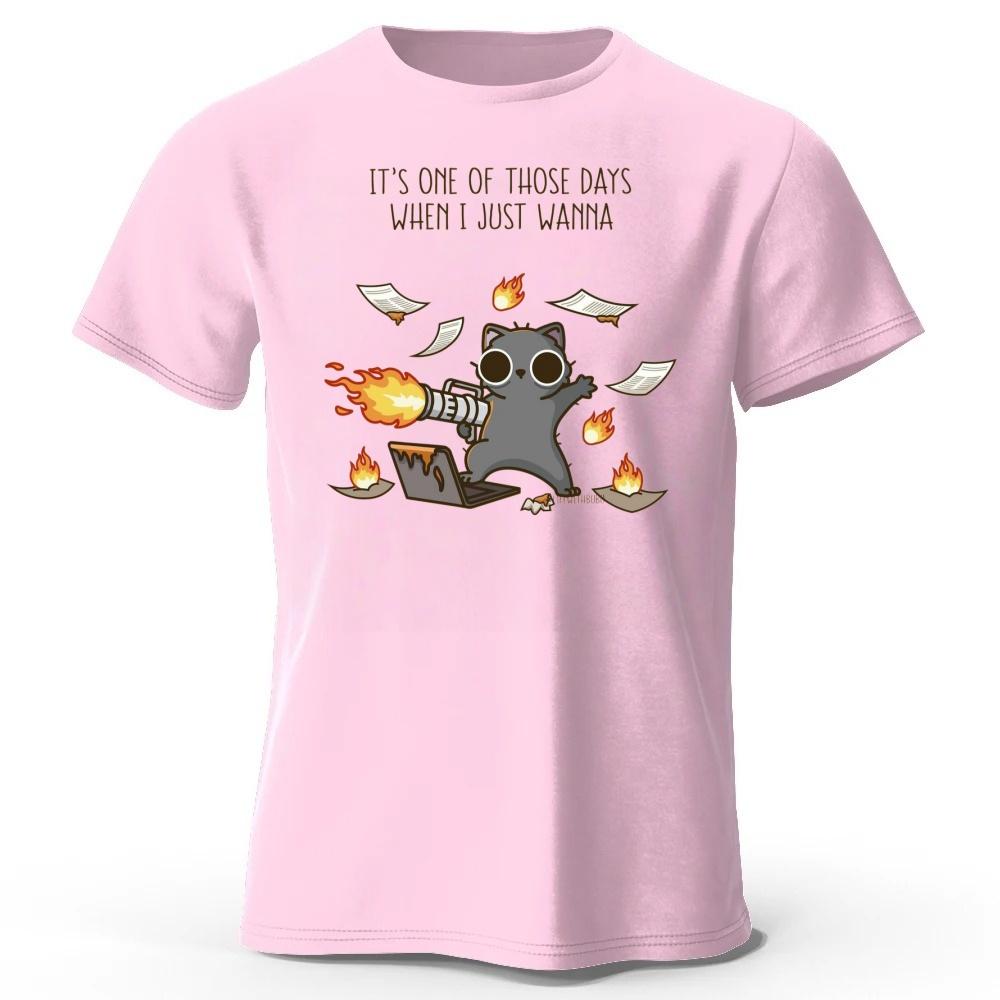 New Irritable Kitten Mens Daily Casual Pure Cotton Short Sleeved Adult Fitness Sports Plus Size Loose Tshirt Street Top