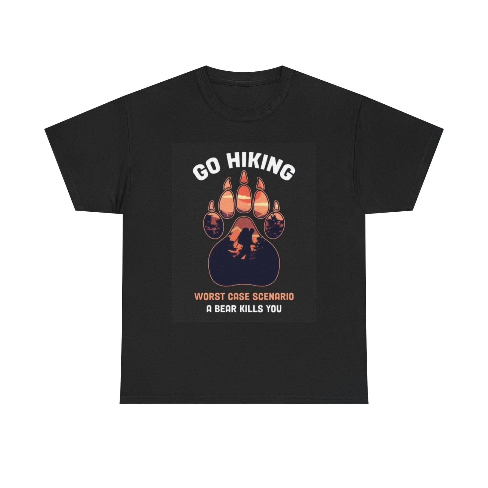 Men s and Women s T-shirts Hiking Bear Tee, Outdoor Adventure XS