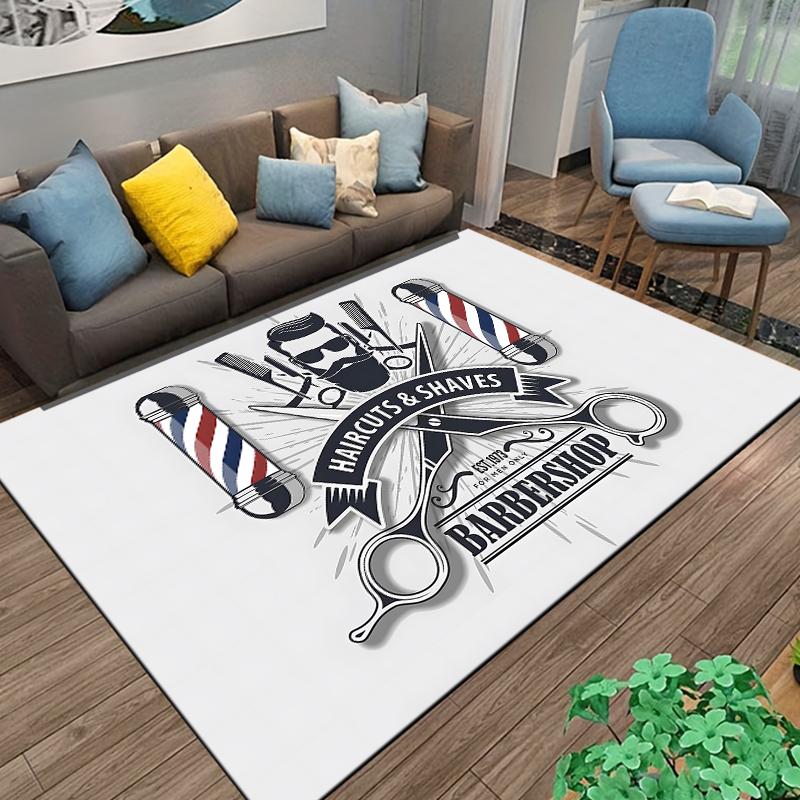 Segnaletica retrò per barbieria Tappeto Area Tappeto Grande per Soggiorno Camera da Letto Cucina Bagno Comodino Gioco Antiscivolo telecamere