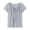 Design Sense Niche Lace-up White Short-sleeved T-shirt Women's New Summer Korean Chic Chic Loose Casual Top