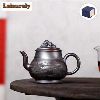 320ml Ästhetische Yixing Lila Ton Teekannen Künstler Handgefertigter Topf Roh Erz Antiker Roter Schlamm Kessel Chinesisches Zisha Teeset Trinkgeschirr