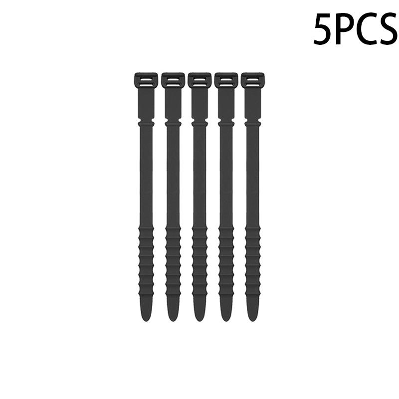 

5 шт. кабельные стяжки, ремни-органайзеры для проводов, многоцелевые многоразовые силиконовые компьютерные крепления для домашнего офиса, для наушников, эластичные 150MM чёрный