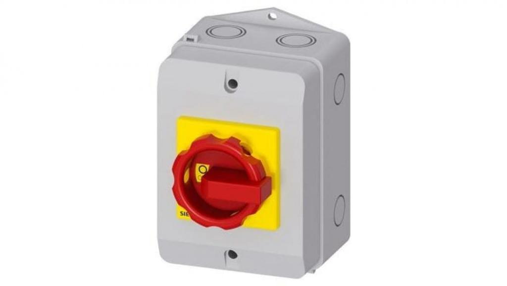 Main/Emergency Switch In Housing 3P 16A 7.5Kw Ac23A 400V Pom Contacts 1NO 1NC Yellow-Red Knob 3Ld2064-1Gp53