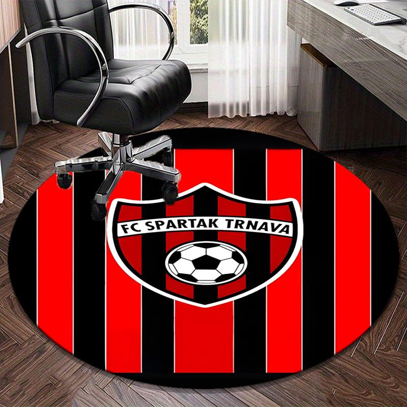 1PC round rug Star Soccer Emblem Printed Round Area Rug ,Rug For Home Office, Round Chair Rug, Decorative Carpet Fan gifts Christmas gift