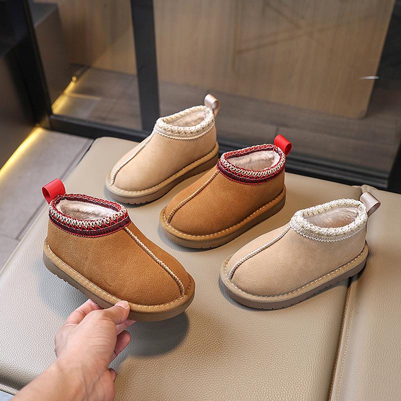 Fashion 2025 Winter Kids Suede Snow Boots Toddler Fur Slippers Baby Shoes Ultra Girls Boy Low-top Warm Boot
