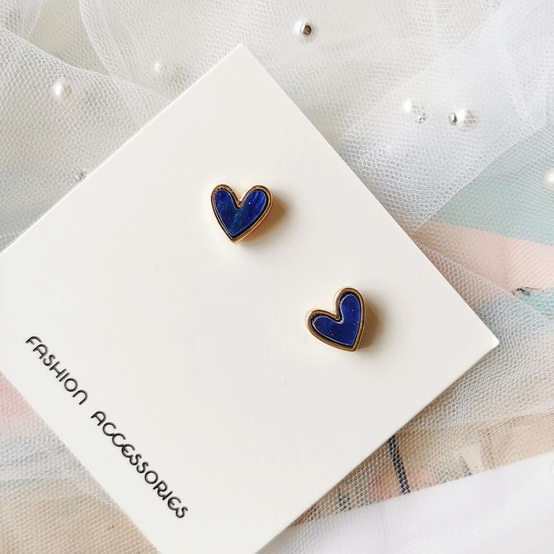 French Retro Heart Stud Earrings For Women Girl Korean Love Drop Glaze Aesthetic Daily Life Minimalist Fashion Jewelry Gift