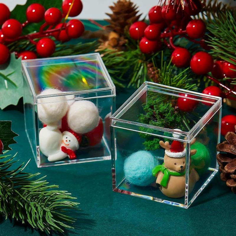 12pcs Clear Acrylic Storage Boxes with Lids for Jewelry Cosmetics Handicrafts Candies Decorative Boxes 4.5cm Jewelrys Organizers