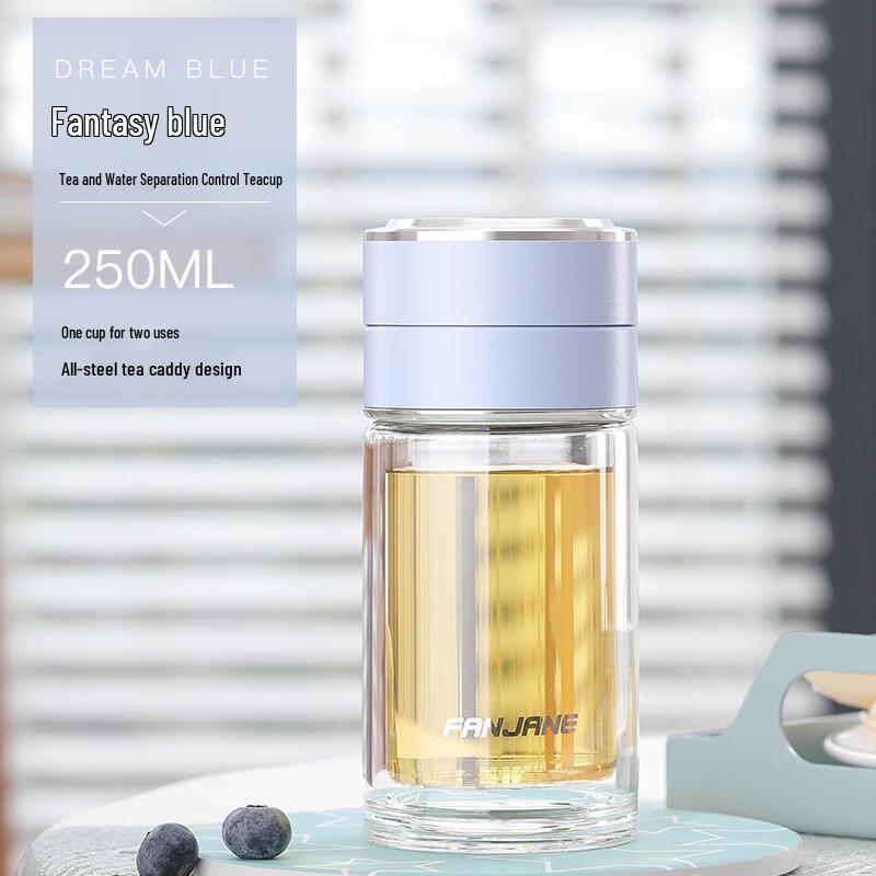 Xiehe Portable Double Wall Glass Tea Infuser Mug 250ml