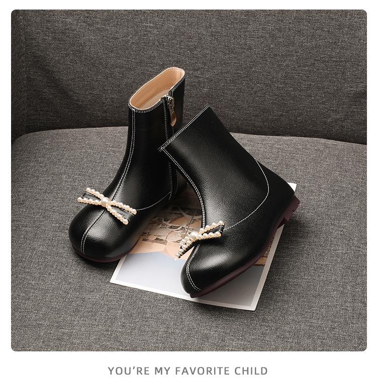 Genuine Leather Girls' Martin Boots - Autumn/Winter 2025 British Style Princess Short Boots.