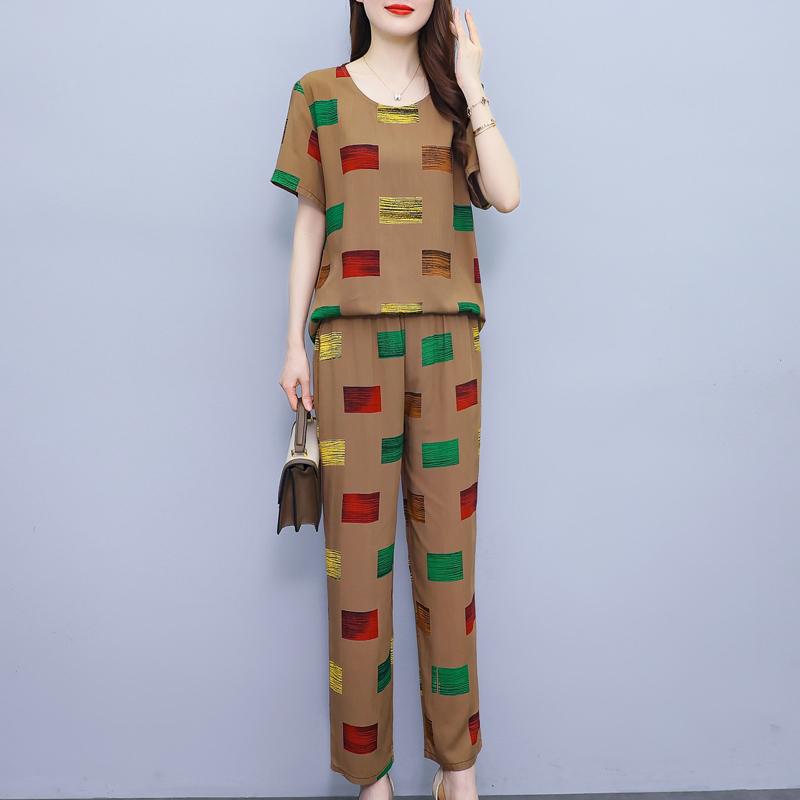 Sommarbyxset för kvinnor 2 delar Nytt avslappnat tvådelat set Kvinnokläder Koreansk stil Sommarkläder