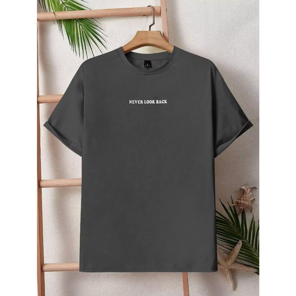 Never Look Back Creative Smile Skull Printing Cartoons Street Print Tshirt Man Loose Tee Clothes Cotton Crewneck Tops T-Shirt