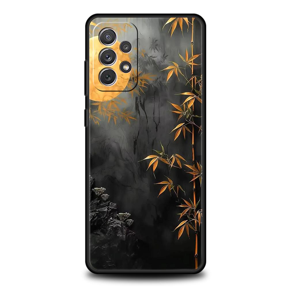 Phone Case for Samsung Galaxy A55 A53 A52 A52S A51 A41 A35 A32 A25 A23 A15 A71 Soft TPU Style Butterfly Green Bamboo Creative