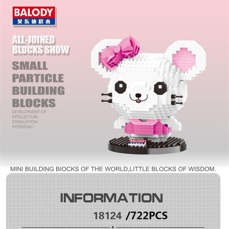 Balody Mini Blocks Cartoon Mouse Panda Building Bricks Toys for Children Girls Present Valentine Fun Toy Animal Juguetes 18123