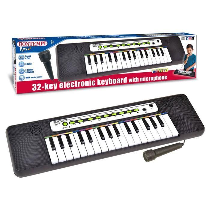 Clavier électronique - Bontempi 32 touches - 32 touches - Fonction d'apprentissage OKON - Compact et portable