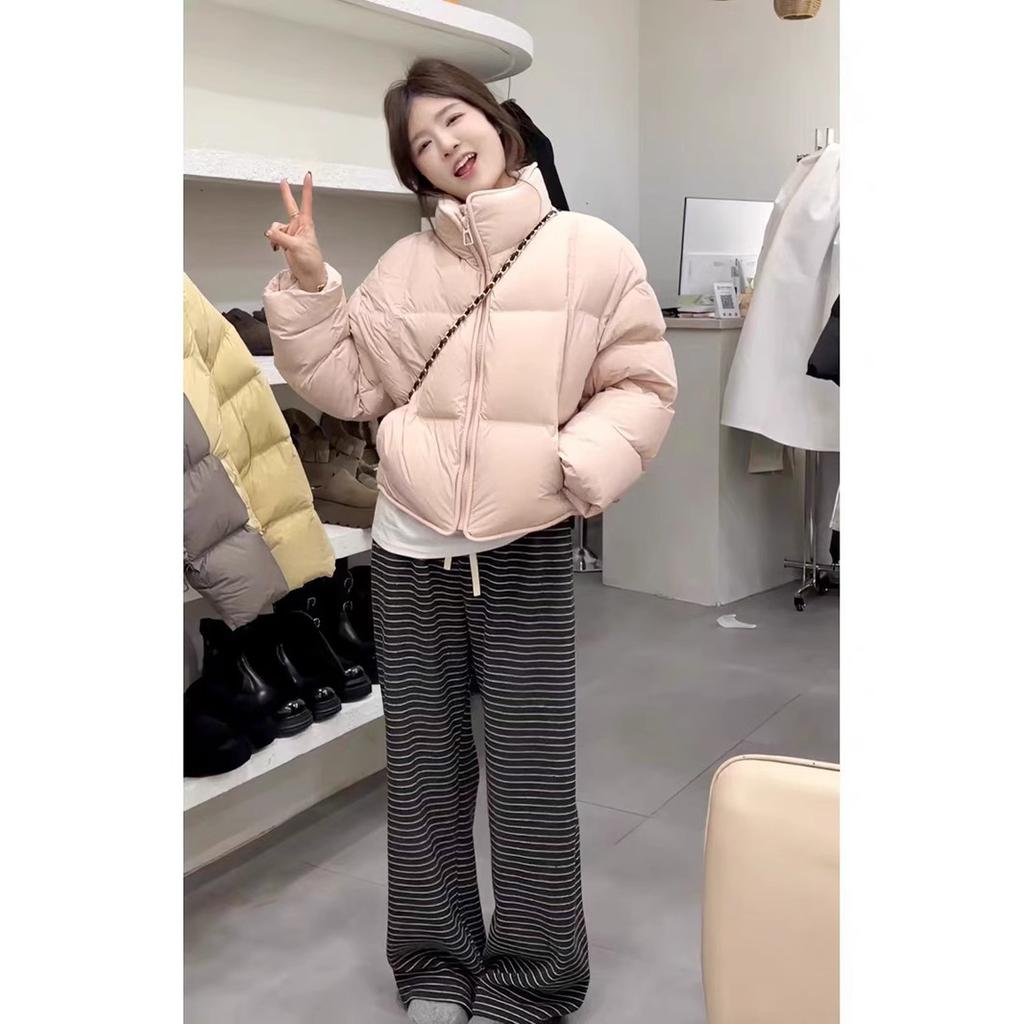 European Station autumn and winter new stand-up collar puff down jacket women's short thickened small bread jacket loose
