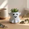 Halloween Style Green Plant Pot Ghost Flowerpot, Waterproof Resin Vase, Spooky Cute Planter Figurine Desktop Ornament, for Plants Holiday Decoration