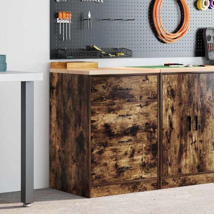 VidaXL Garage Storage Cabinet Smoked Oak 60x51x85 Cm Pine Wood, Cabinet, Tool Cabinet, Low Cabinet, Cabinet of 860602