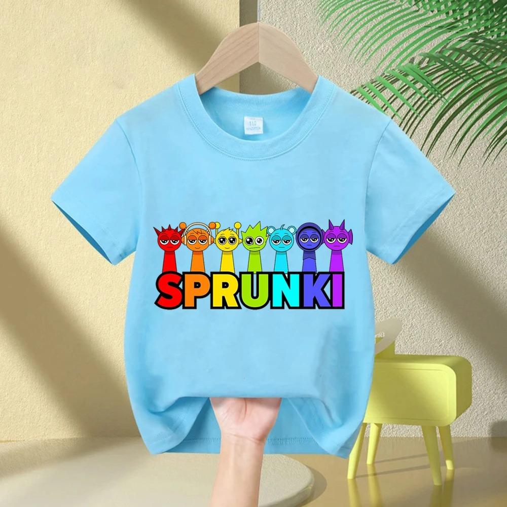 2026 Summer Short Sleeved Sprunki Cute and Fashionable Boy and Girl Comfortable Round Neck Short Sleeved T-shirt