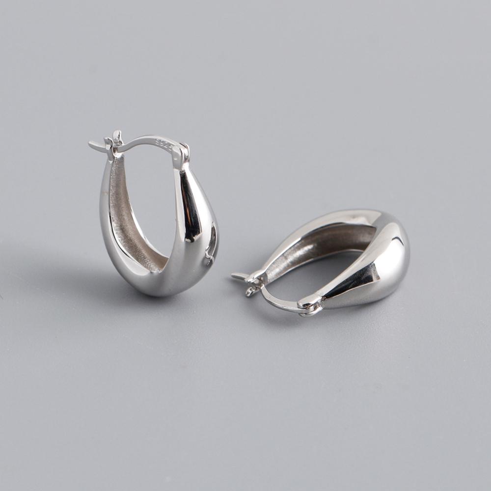 Fine Jewelry 925 Sterling Silver Gold Plated Minimalist Big Chunky U Shaped Huggie Hoop Earrings for Women 14.2*18mm серебряный
