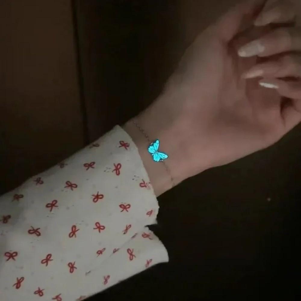 Elegant Butterfly Necklace Luminous Women Jewelry Cute Forest Necklace Bracelet  Gift