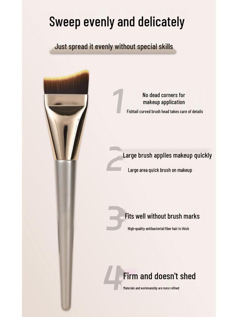 Ultra-Thin Flat Head Angled Foundation Brush - Streak-Free Makeup, Perfect for Beginners
