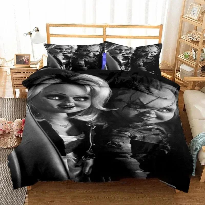 

3D Horror Movie Chucky Printed Bed Set Duvet Cover Pillowcase Bedding Set Bed Linen Sheet Quilt Cover Full Queen King Size 70x133cm 2pcs