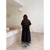 DIMANAF 2026 Plus Size New Dress Summer Women Lady Shirt Dress Floral Loose Beach Casual Long Dresses O-Neck Black