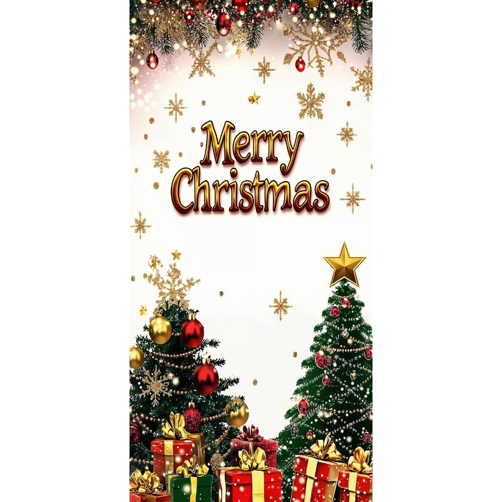 Frohe Weihnachten Türabdeckung mit Glitzer Weihnachtsbaum Schneeflocken Geschenkbox Auskleidungen für Weihnachts-Türen Innen Außen Garten Große Dekorationen