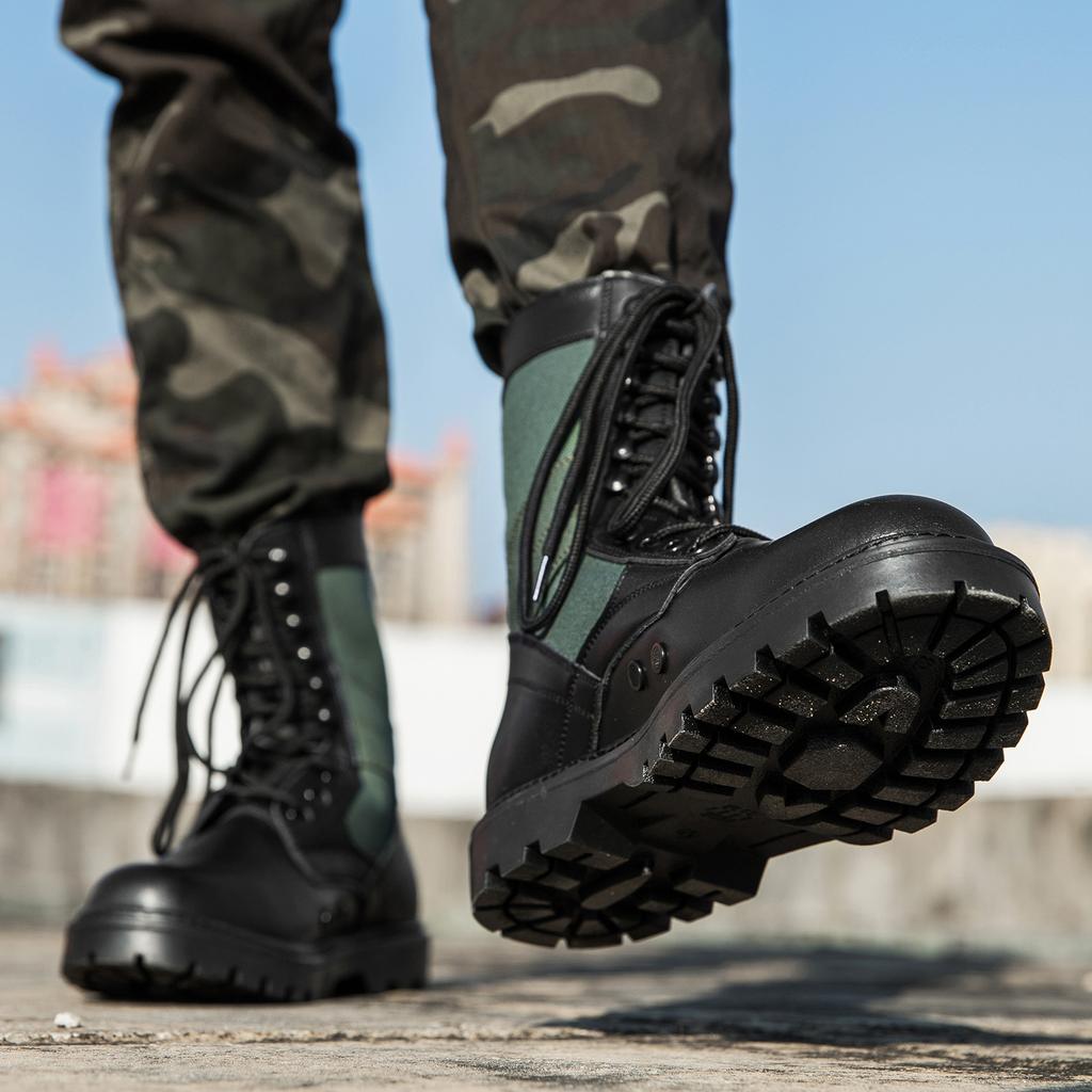 Spring Autumn Designer Mid-high Top Long Boots for Men Stylish Lace-up Breathable Combat Boots Designer Brand Botas Para Hombre